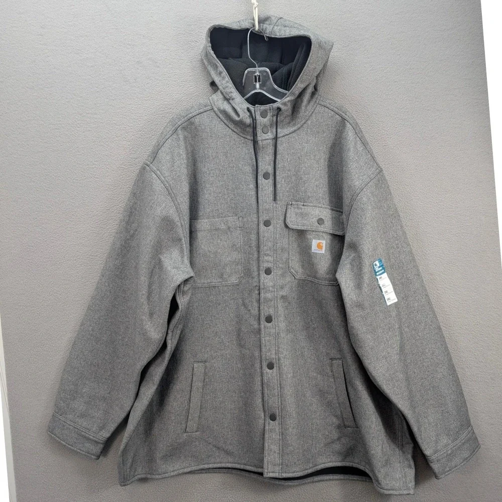 Carhartt Rain Defender Hooded Jacket Men's 3XLBlack Heather Heavyweight TJ5022-M - Picture 2 of 12